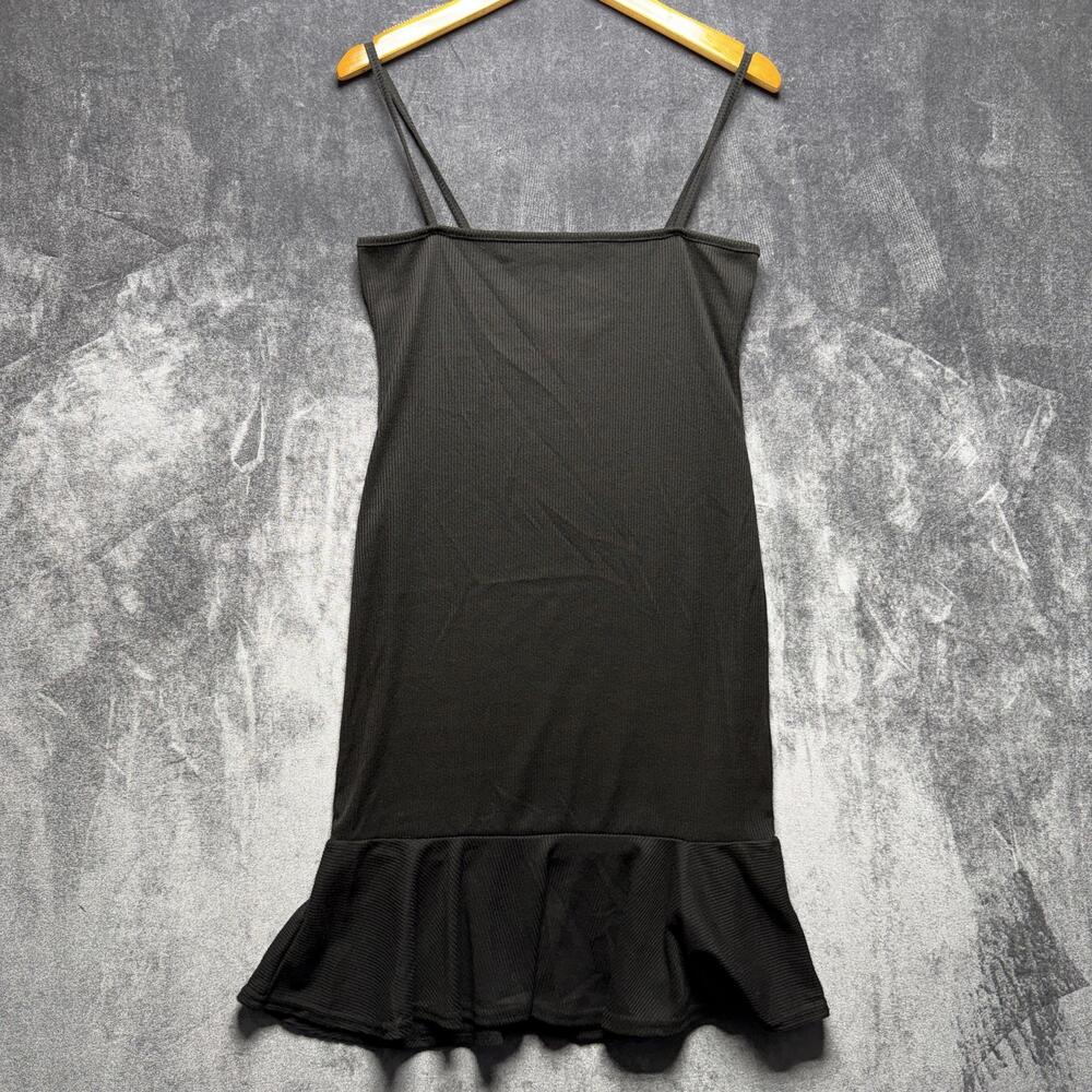 NASTYGAL COLLECTION Dress Womens 8 Black Bodycon Knit Ruffle Hem Mini